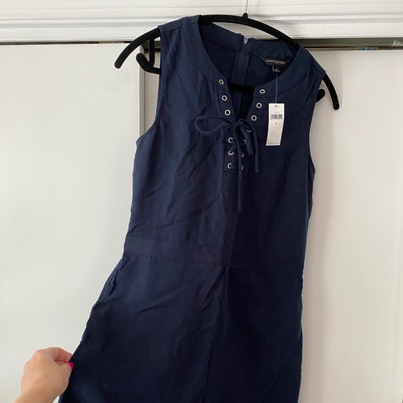 Banana Republic Pants - Banana Republic navy blue lace-up romper